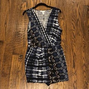 BCBG Blue Patterned Low-Cut Romper